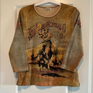Cowgirl Graphic Women's Top - Brown